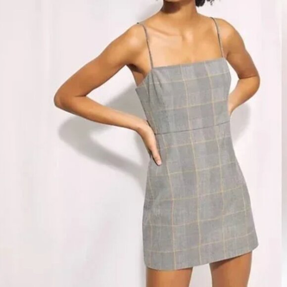 Aritzia Wilfred New Classic Checked Smocked Mini Dress Size 10 - Picture 1 of 12